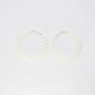 White Hoop Pearl Earrings Earrings Diva Starr   