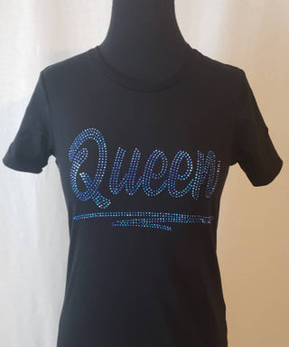 Queen Blue Bling AB Stone T-Shirt T-Shirts Diva Starr Regular Small 