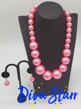 Pink Pearl Necklace Set Pins Diva Starr   