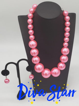 Pink Pearl Necklace Set Pins Diva Starr Default Title  