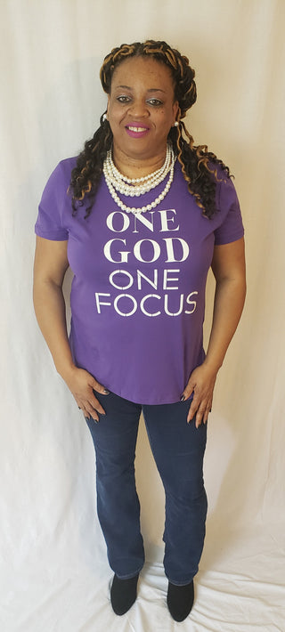 One God One Focus Purple T-Shirt T-Shirts Diva Starr   