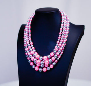 Chunky Pink & Silver Necklace Set Pins Diva Starr Default Title  