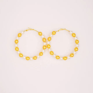 Gold & White Hoop Earrings Earrings Diva Starr   