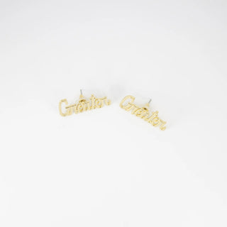 Sigma Gamma Rho Greater Gold Metal Earrings Earrings Sigma Gamma Rho   