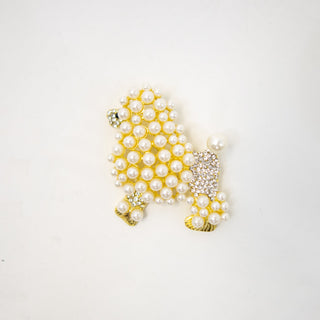 Gold Plated Pearl Poodle Pin
