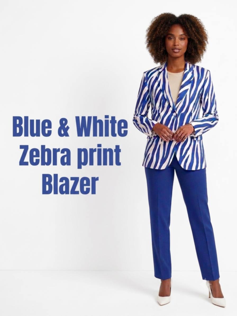 Blue & White Zebra Stripe Blazer Pre-Order (Ships 11-23-26)