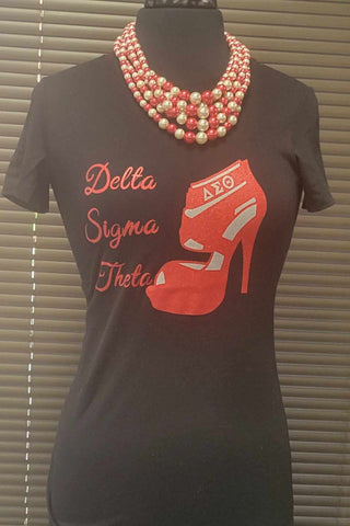 Delta Sigma Theta Breast Shoe T-Shirt T-Shirts Delta Sigma Theta   