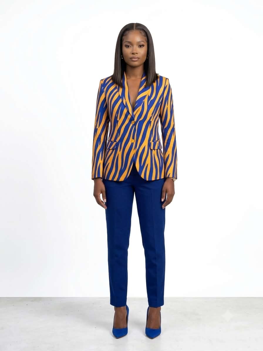 Blue & Gold Zebra Stripe Blazer Pre-Order (Ships 11-23-26)