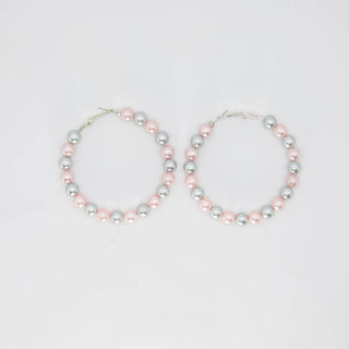 Pink & Silver Hoop Pearl Earrings Earrings Diva Starr   