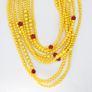 Gold & Red Pearl Necklace Set Necklaces Diva Starr   