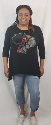 Afro Girl Orange Bling Shirt Top Plus - Diva Starr Boutique