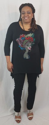 Afro Girl Red Bling Shirt Top - Diva Starr Boutique