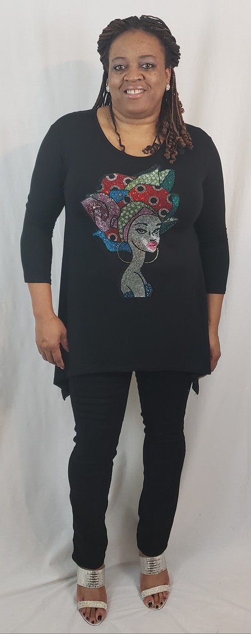 Afro Girl Red Bling Shirt Top - Diva Starr Boutique