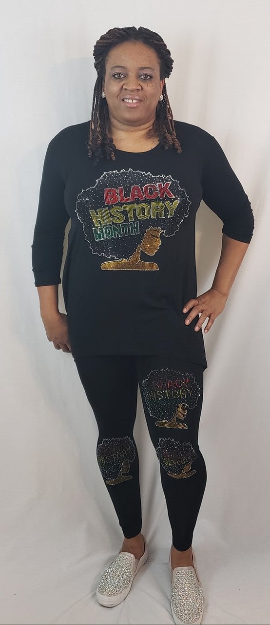 Black History Bling Leggings Plus - Diva Starr Boutique