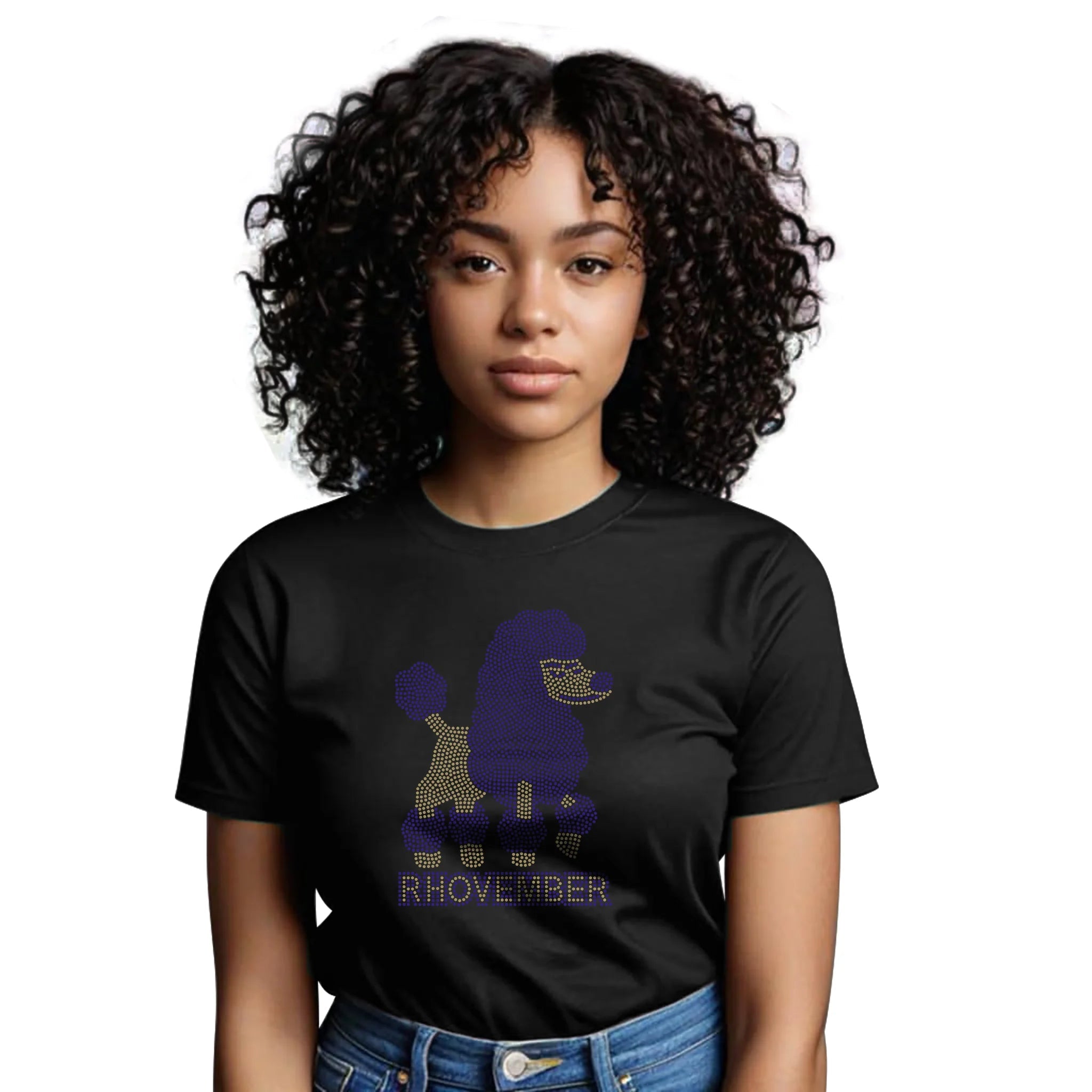 Blue And Gold Rhovember Poodle Black T-Shirt Unisex - Diva Starr Boutique