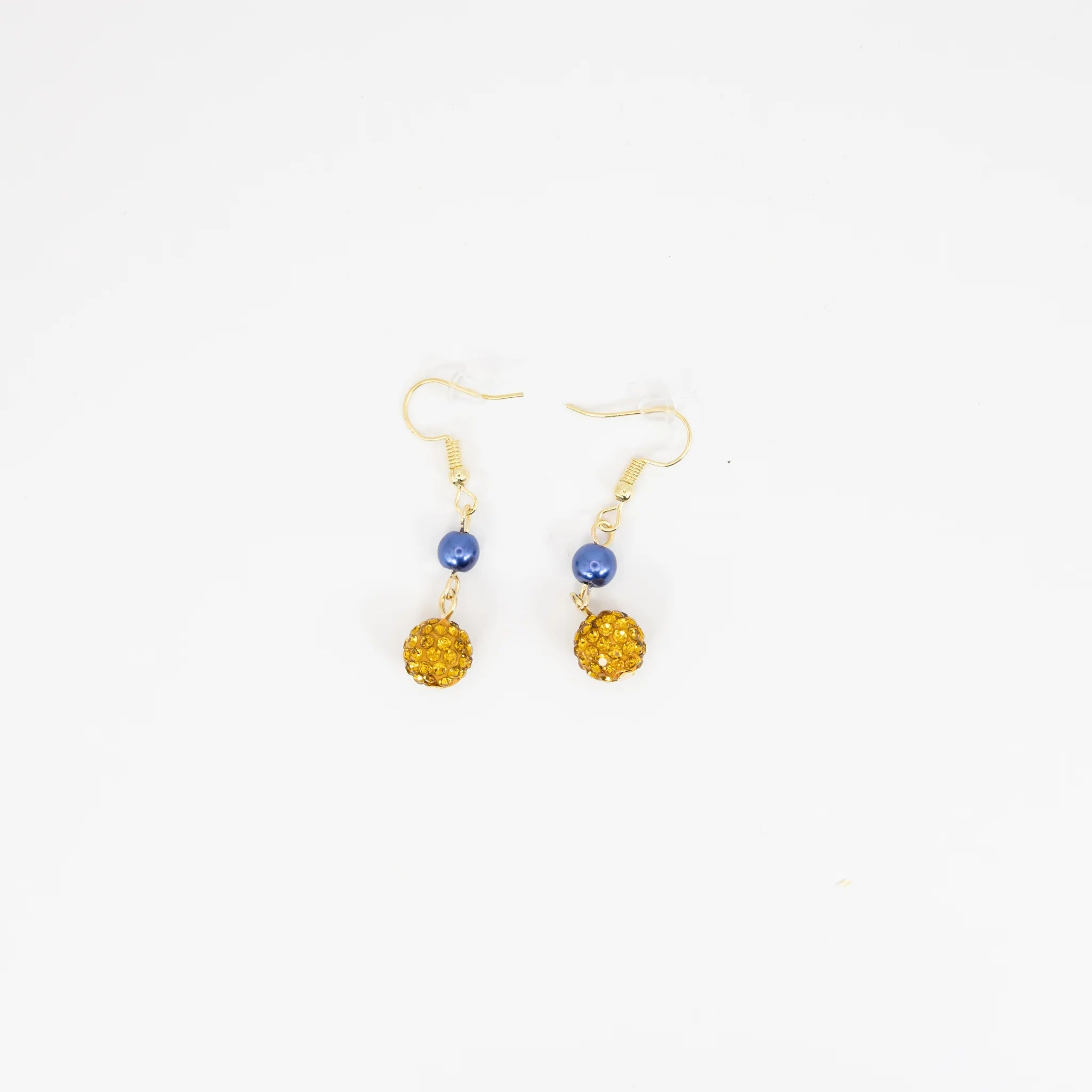 Blue & Gold Bling Earrings - Diva Starr Boutique