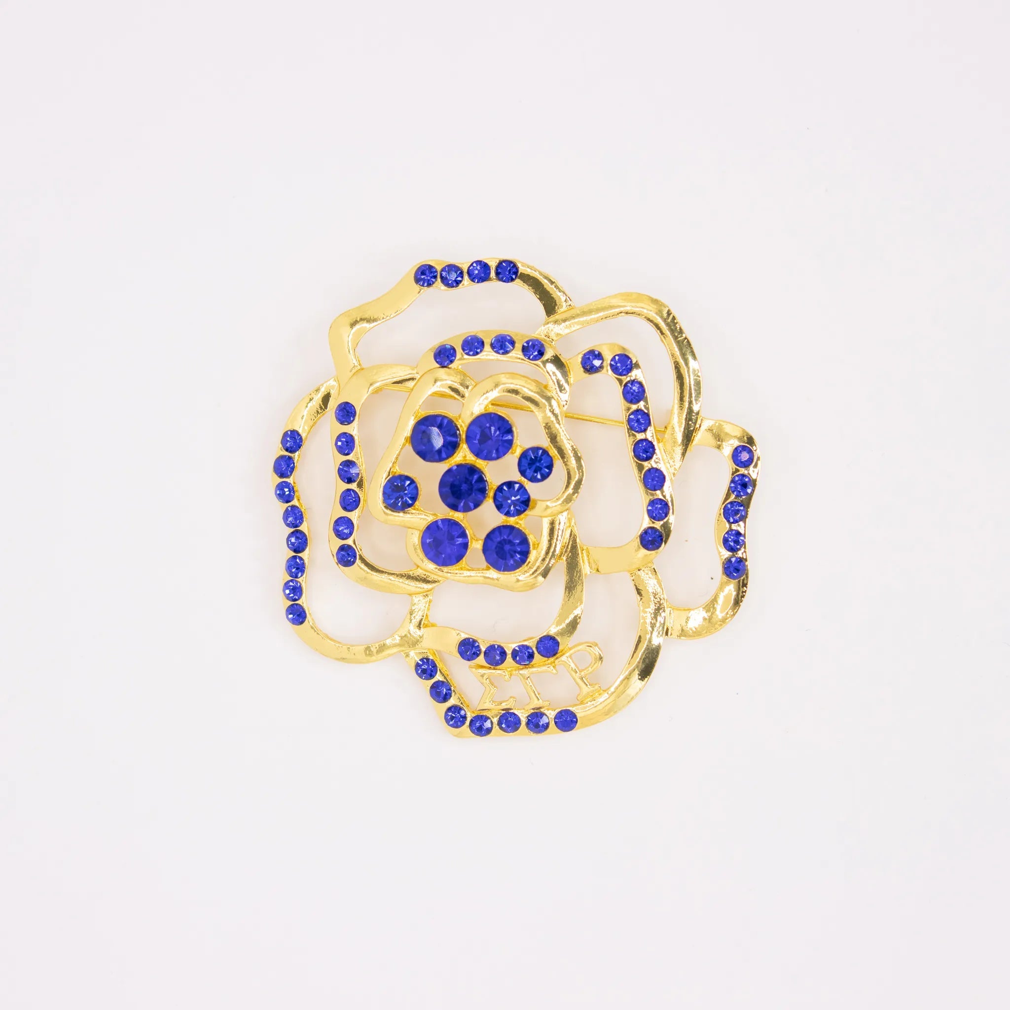 Blue & Gold Flower Pin - Diva Starr Boutique