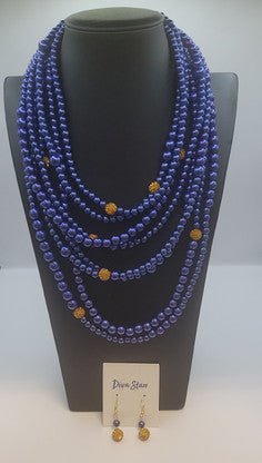 Blue & Gold Necklace Set - Diva Starr Boutique