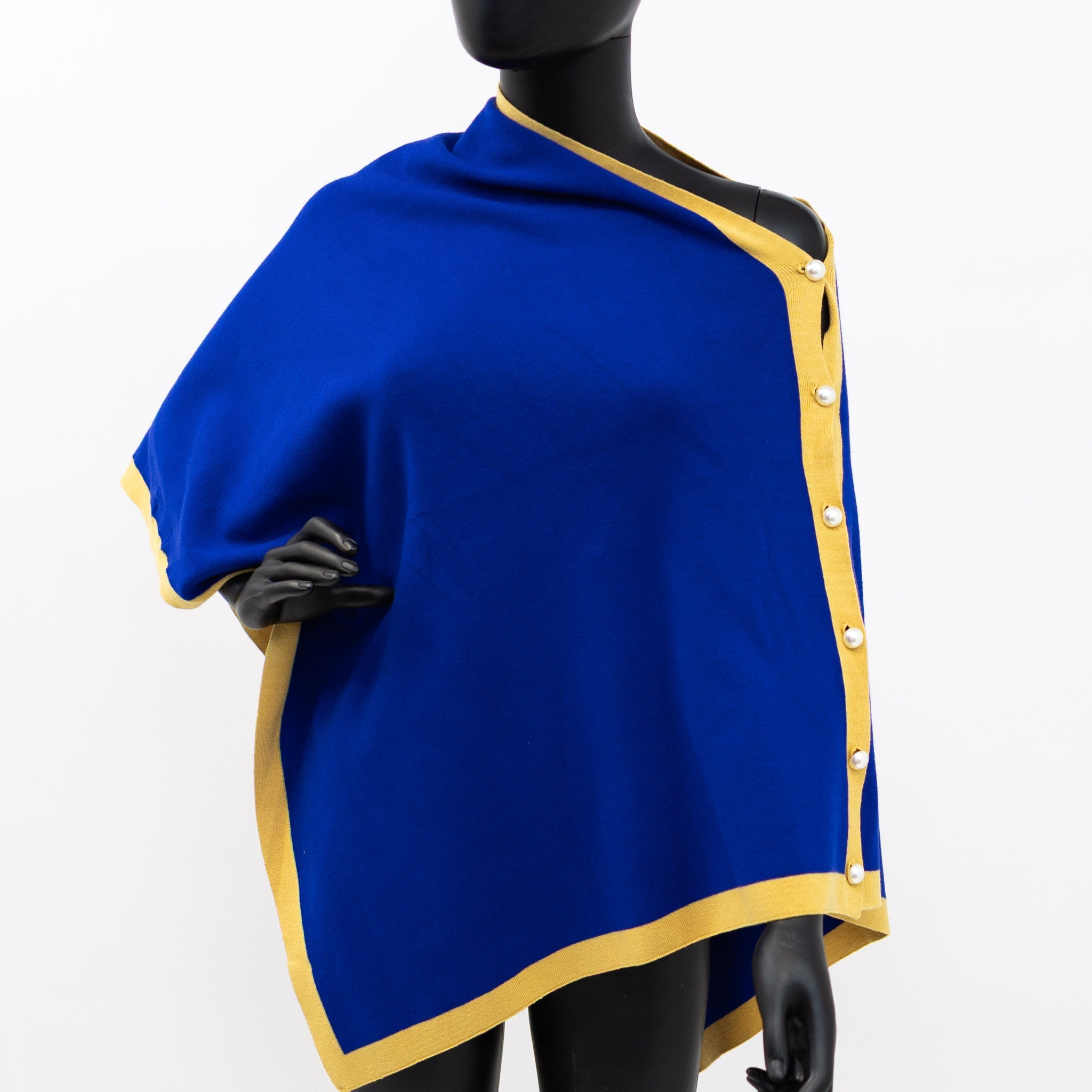 Blue & Gold Shawl with Pearls - Diva Starr Boutique