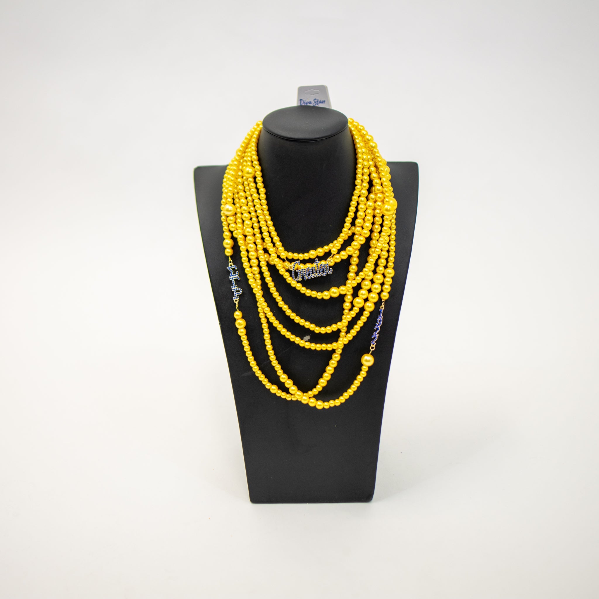 Blue & Gold Sigma Gamma Rho Greater Necklace - Diva Starr Boutique