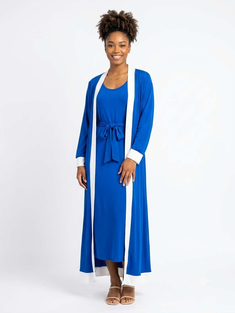 Blue & White Duster & Dress Set - Diva Starr Boutique