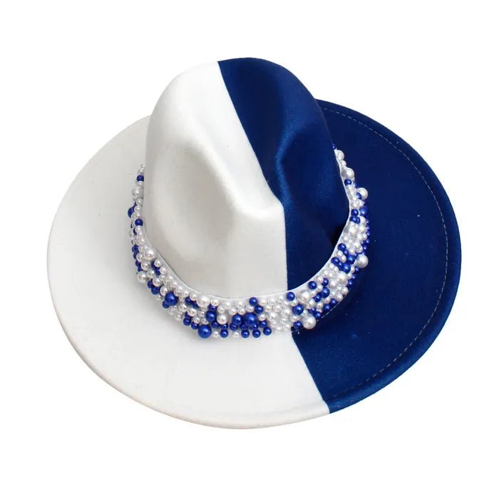 Blue & White Fedora - Diva Starr Boutique
