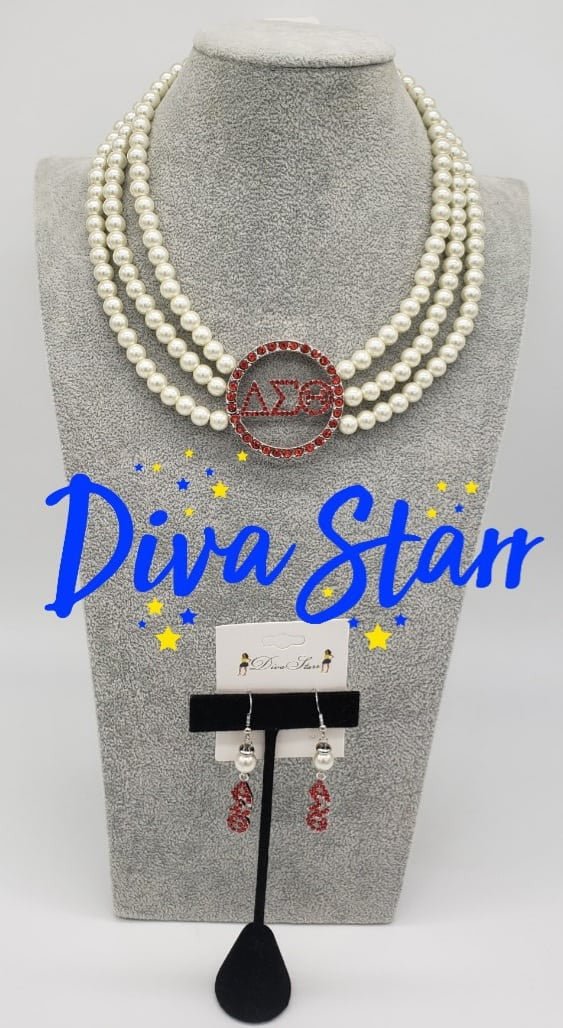 Delta Sigma Theta Circle Bling Necklace Set - Diva Starr Boutique