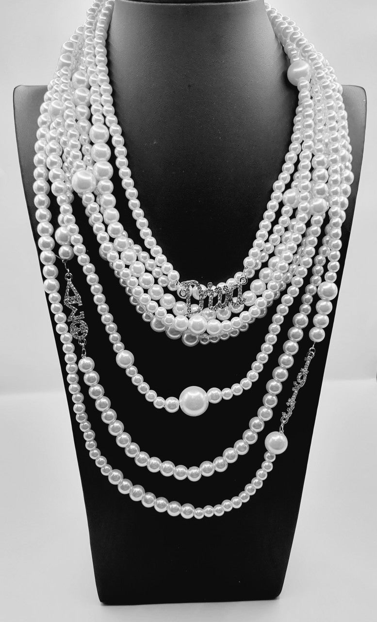 Delta Sigma Theta DIva Pearl & Bling Necklace - Diva Starr Boutique