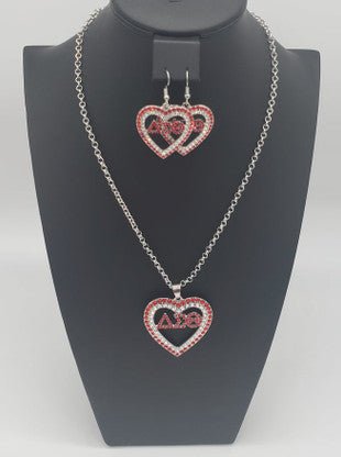 Delta Sigma Theta Heart Necklace & Earring Set - Diva Starr Boutique