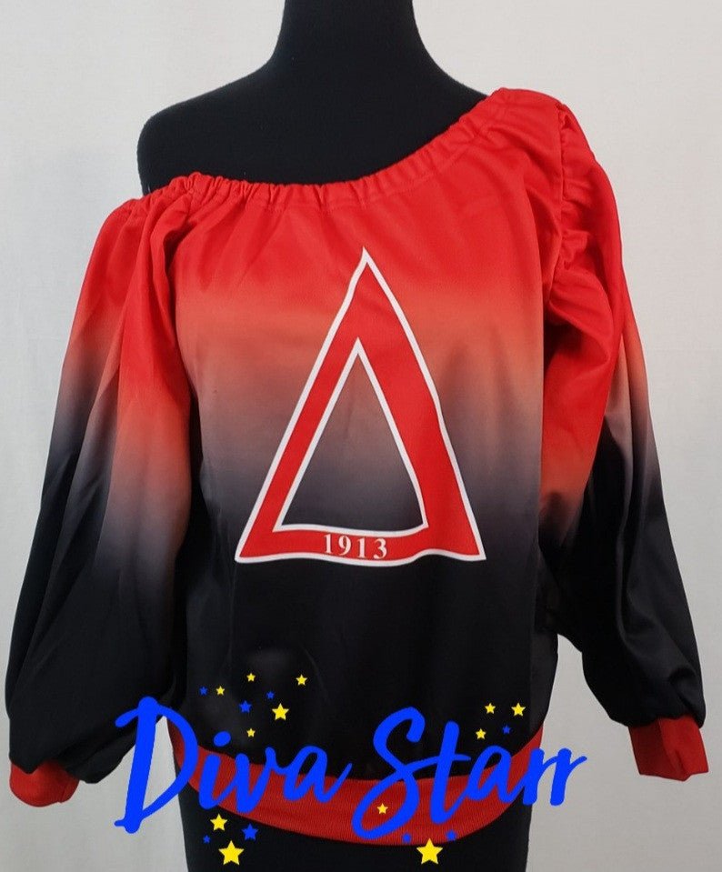 Delta Sigma Theta Ombre Off Shoulder Top - Diva Starr Boutique