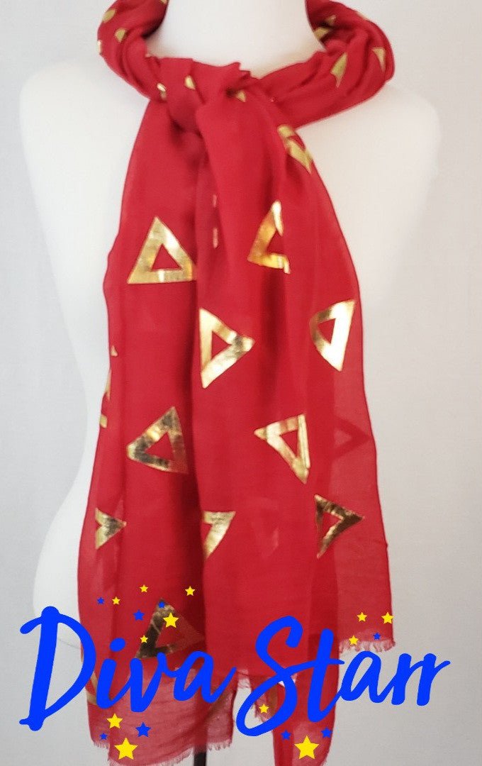 Delta Sigma Theta Red & Gold Foil Scarf - Diva Starr Boutique