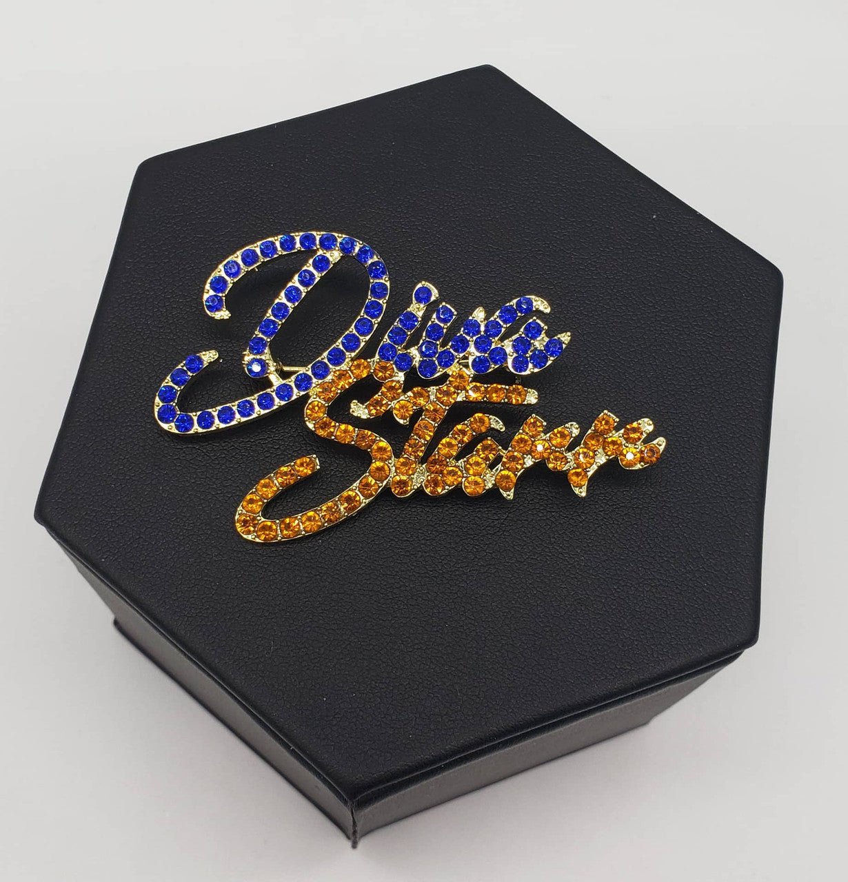 Diva Starr Blue & Gold Bling Pin - Diva Starr Boutique
