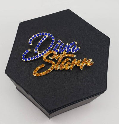 Diva Starr Blue & Gold Bling Pin - Diva Starr Boutique