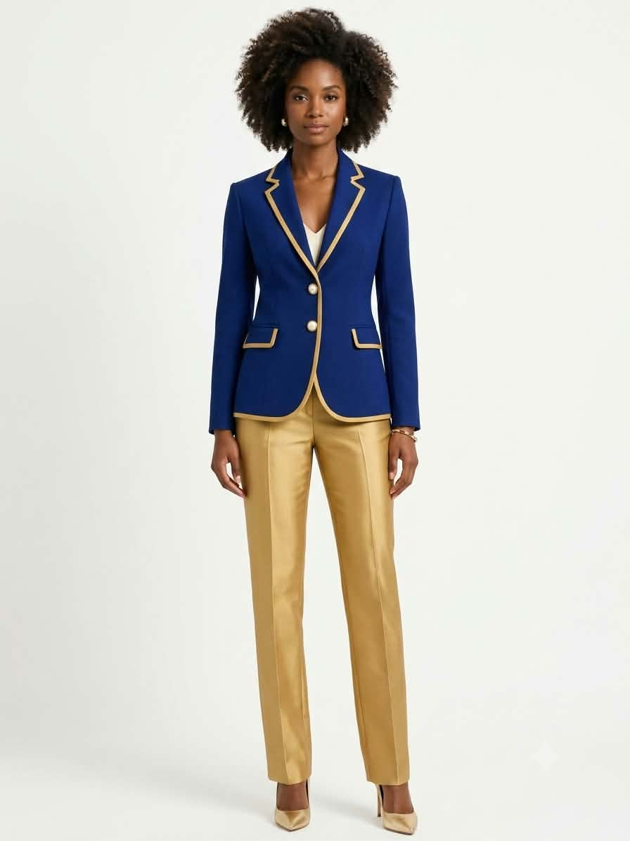 Blue & Gold Blazer with Pearl Buttons Pre-Order (Ships 11-23-26)