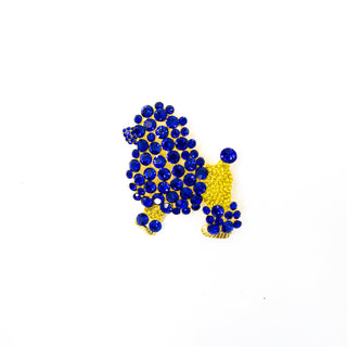 Blue & Gold Bling Poodle Pin