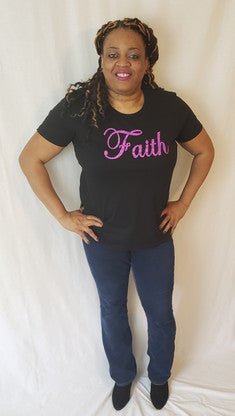 Faith Glitter T - Shirt Black - Diva Starr Boutique