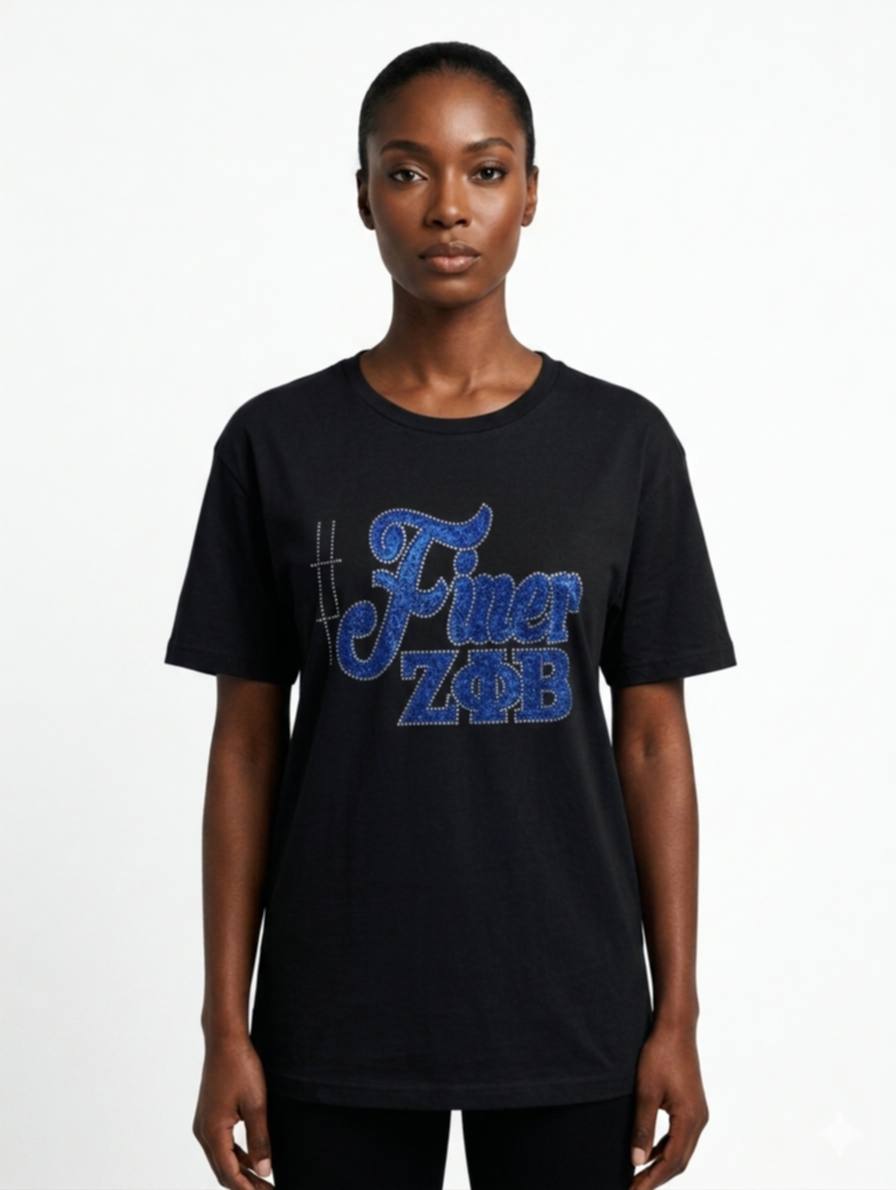 Finer Zeta Glitter & Bling Tee Black Unisex - Diva Starr Boutique