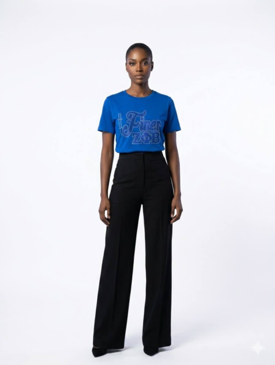 Finer Zeta Glitter & Bling Tee Blue Unisex - Diva Starr Boutique