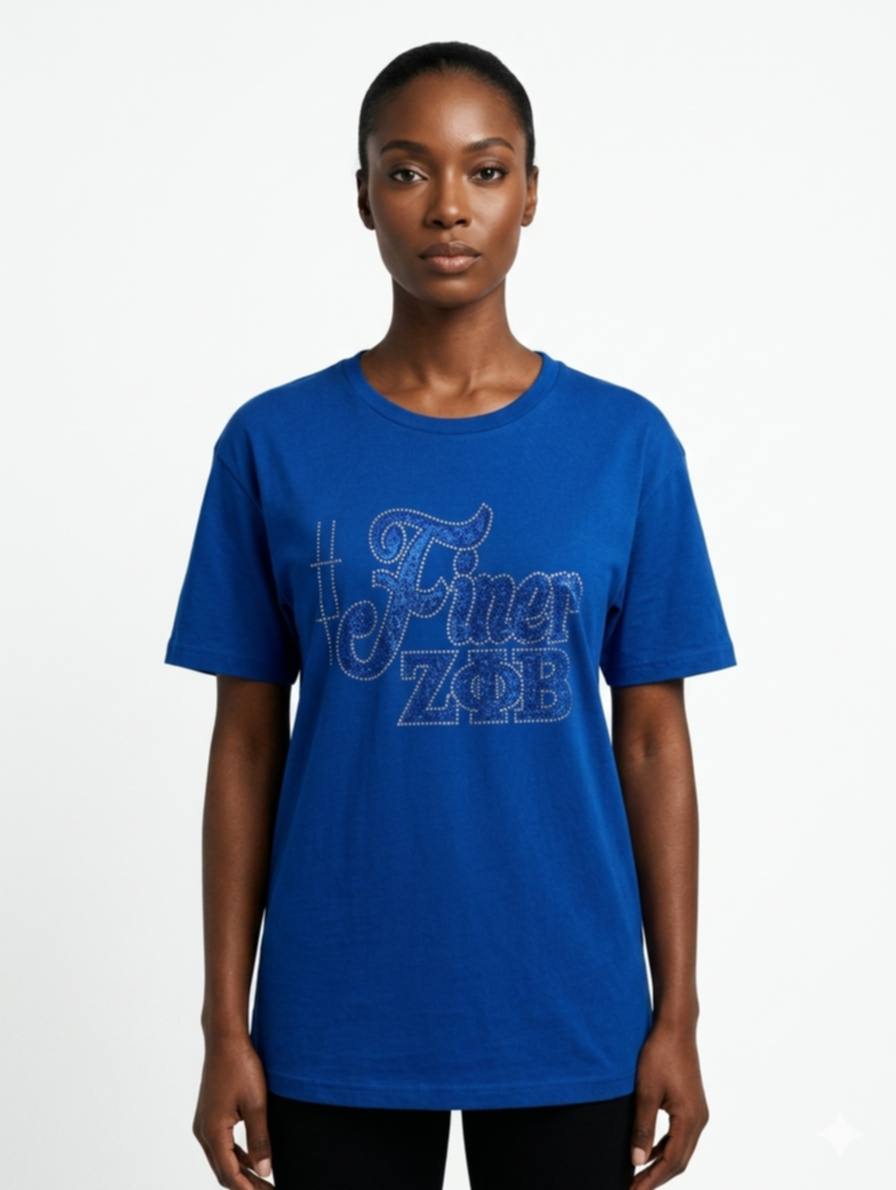 Finer Zeta Glitter & Bling Tee Blue Unisex - Diva Starr Boutique