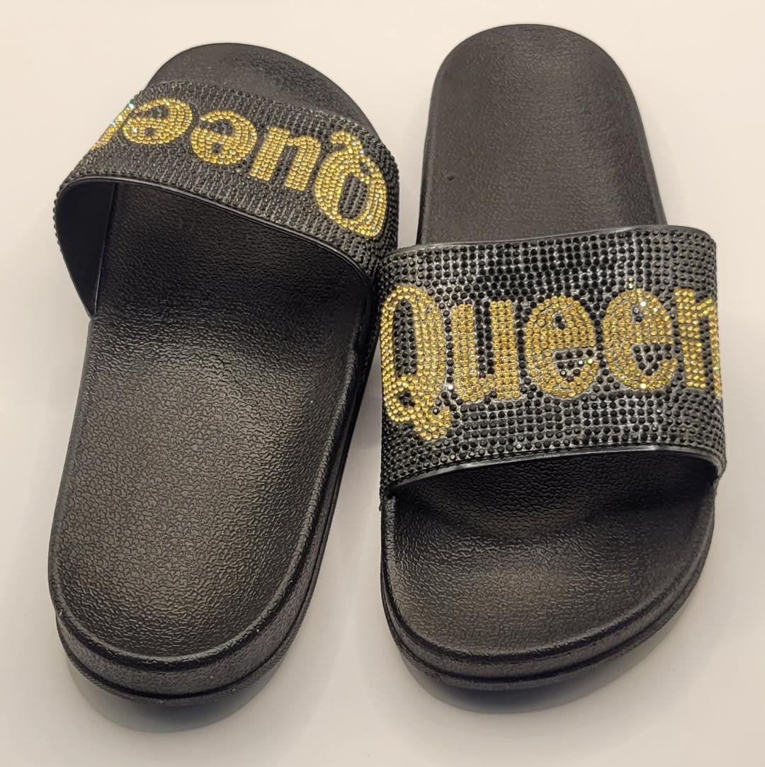 Gold Queen Slides - Diva Starr Boutique