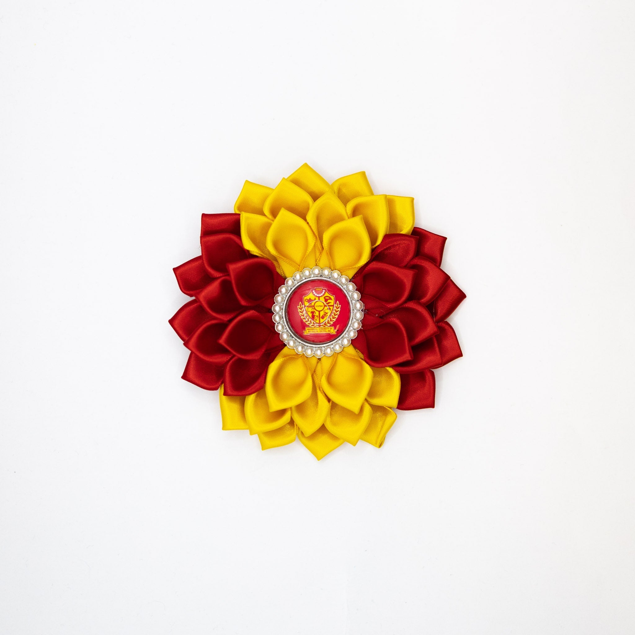 NSPDK Gold & Red Flower Pin with Pearls - Diva Starr Boutique