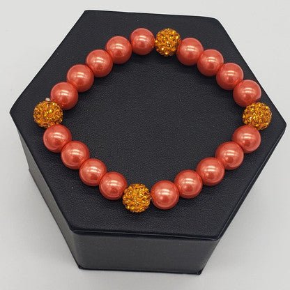 Orange Pearl & Bling Bracelet - Diva Starr Boutique