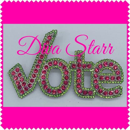 Pink & Green Vote Pin - Diva Starr Boutique