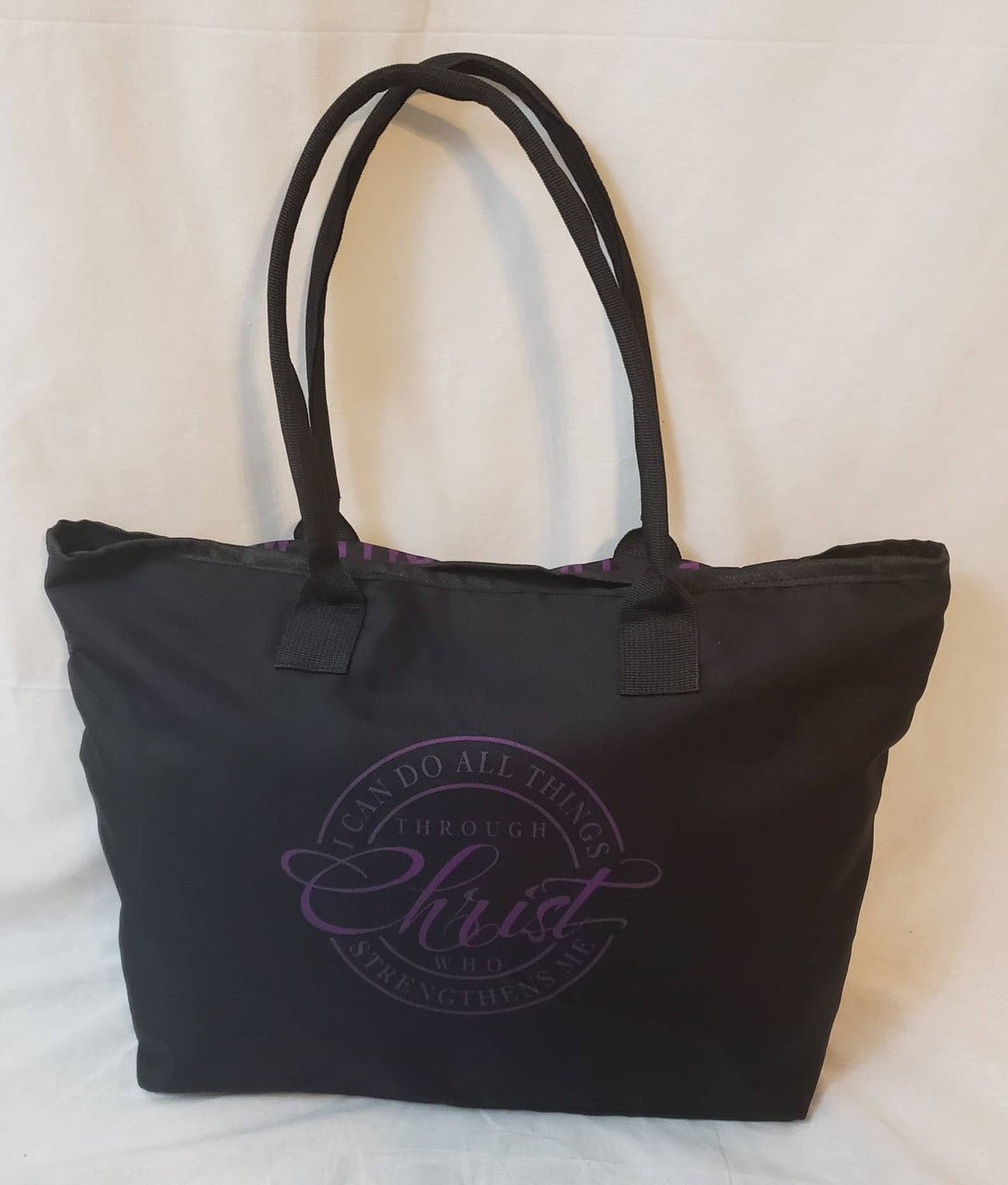 Purple I can do all things tote - Diva Starr Boutique