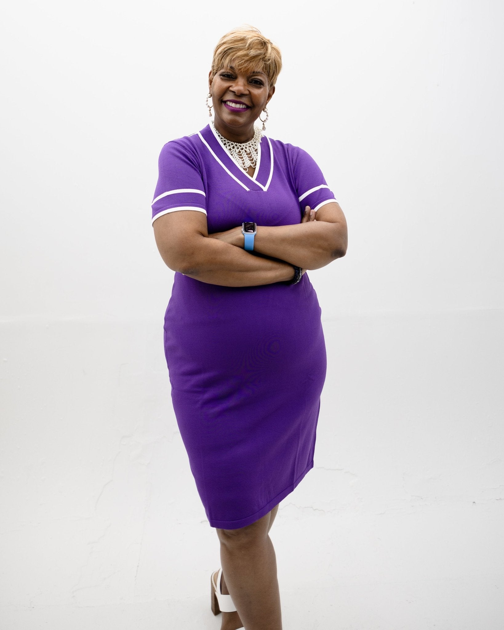 Purple & White Dress - Diva Starr Boutique