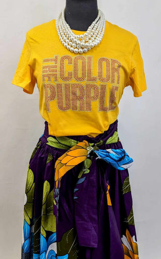 Color Purple Rhinestud Tee Unisex Gold