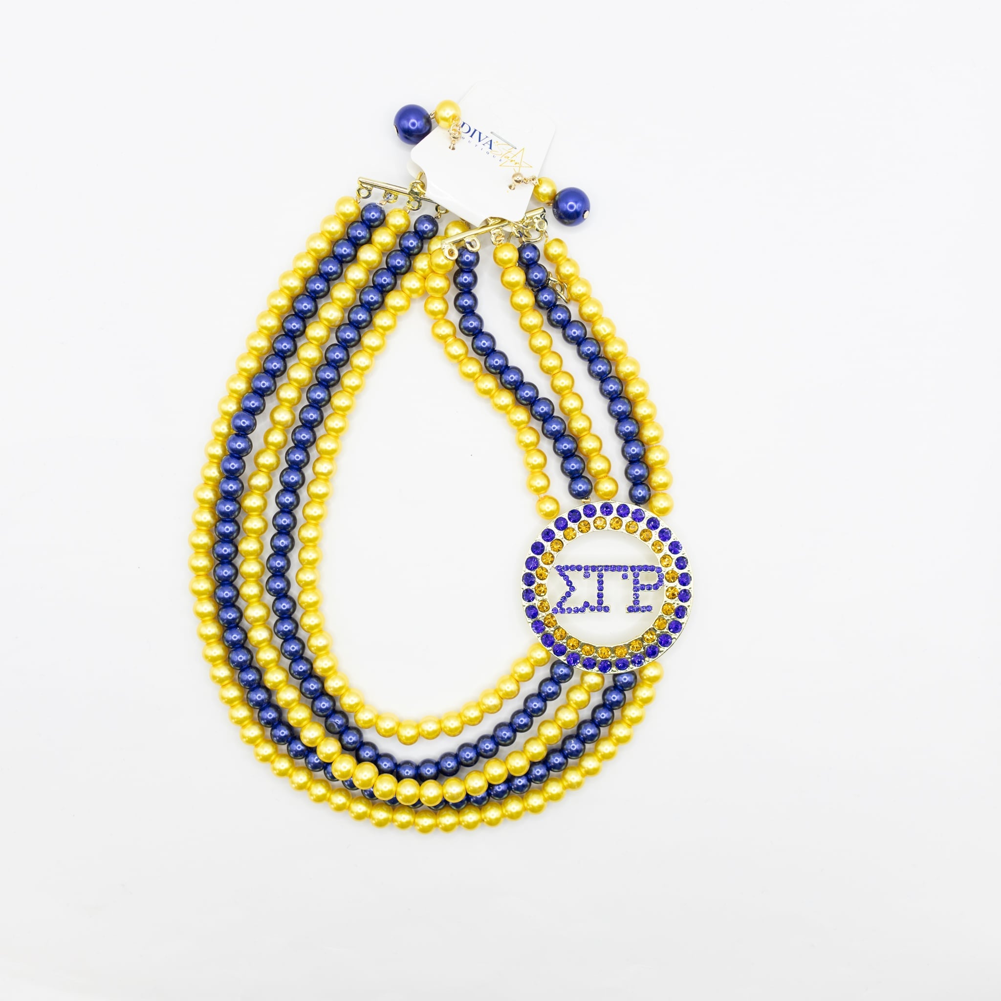 SGR Blue & Gold Pearl & Bling Necklace Set - Diva Starr Boutique