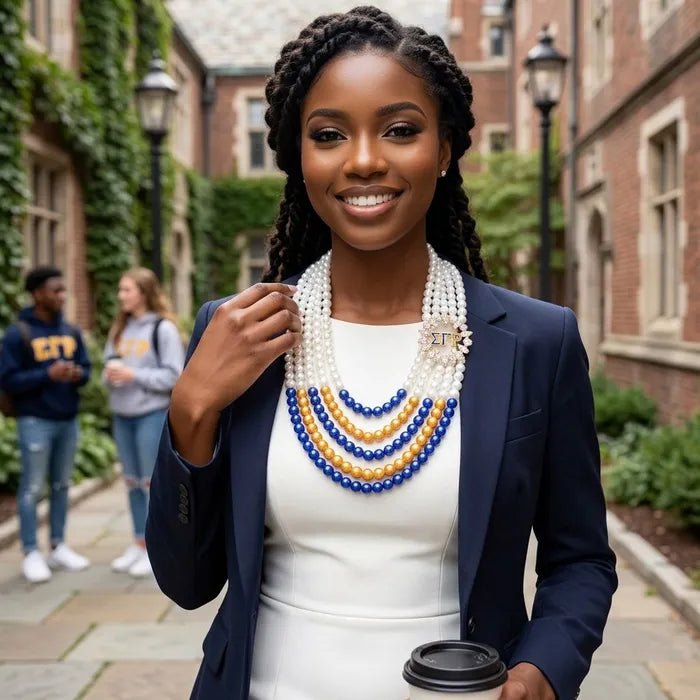 SGR Blue & Gold Pearl Necklace Set - Diva Starr Boutique