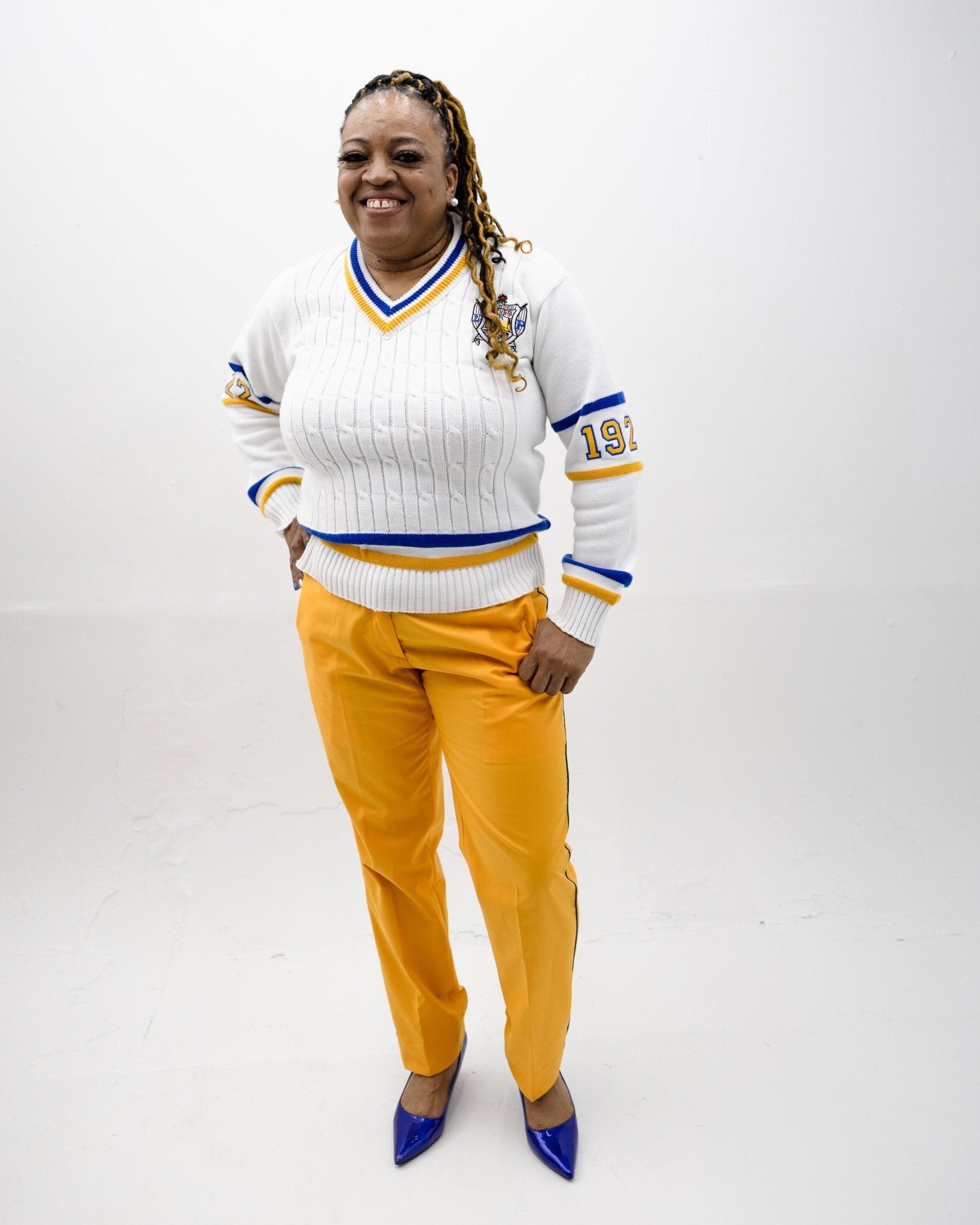 SGR White V - Neck Cardigan Pre - Order (Ship March 28, 2026) - Diva Starr Boutique