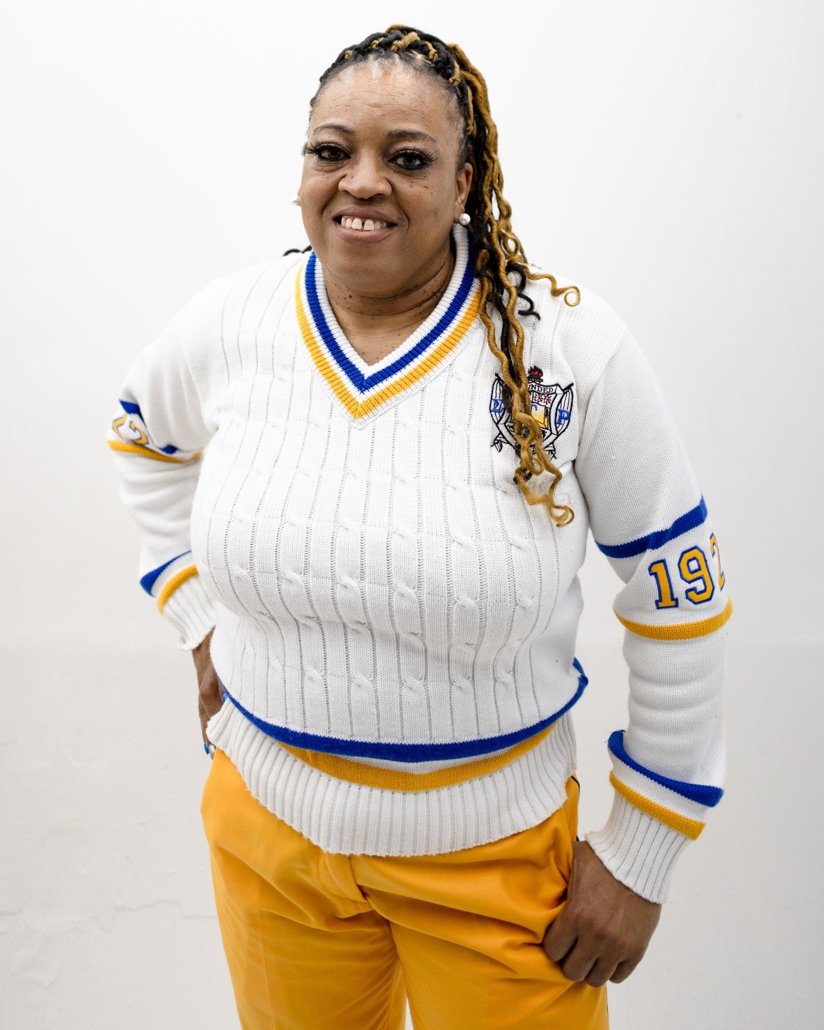 SGR White V - Neck Cardigan Pre - Order (Ship March 28, 2026) - Diva Starr Boutique